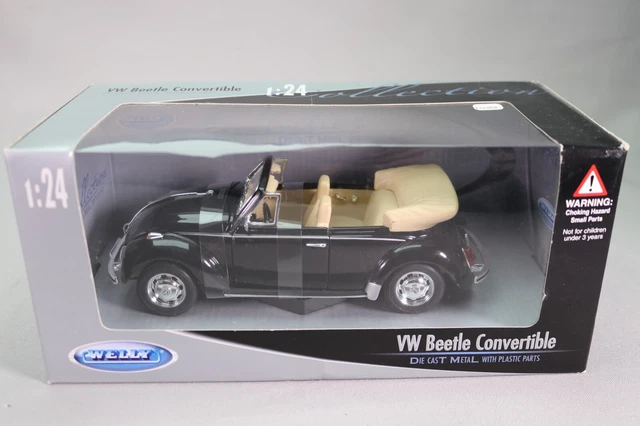 Miniature Volkswagen Coccinelle 1949 – Cabriolet Noir Et Bordeaux – Minichamps 1/18 – État Neuf