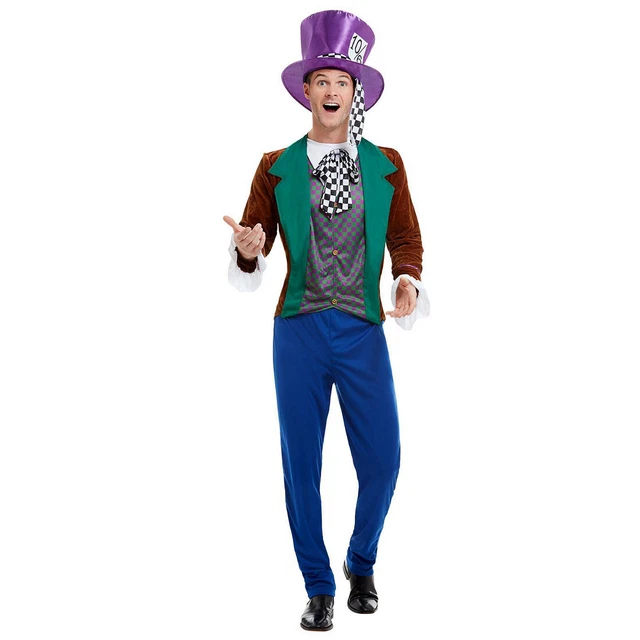Mad Hatter Costume per Uomo Alice Paese Delle Meraviglie Pazzo