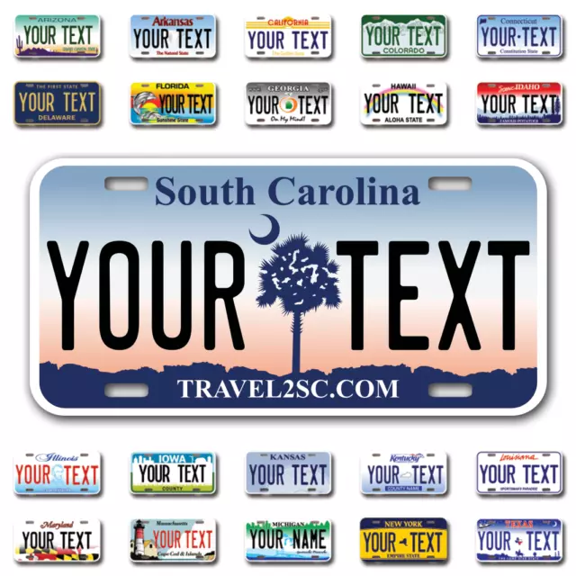 Custom state License Plates with personalized text Car 12x6- Moto 7x4 - Bike 6x3