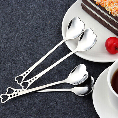 10 utensilios de acero inoxidable cucharas en forma de corazón vajilla café cuchara de té WF