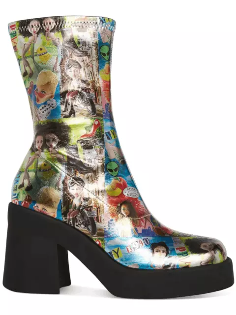 Steve Madden y2k Klayton metallic platform boots in comic print size 6