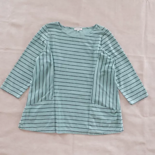 Habitat Top Medium Striped Mint Green Pullover Pockets