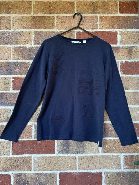 Size 10 Country Road Kids Boys Unisex Long Sleeve Navy Blue Patterned Winter Top