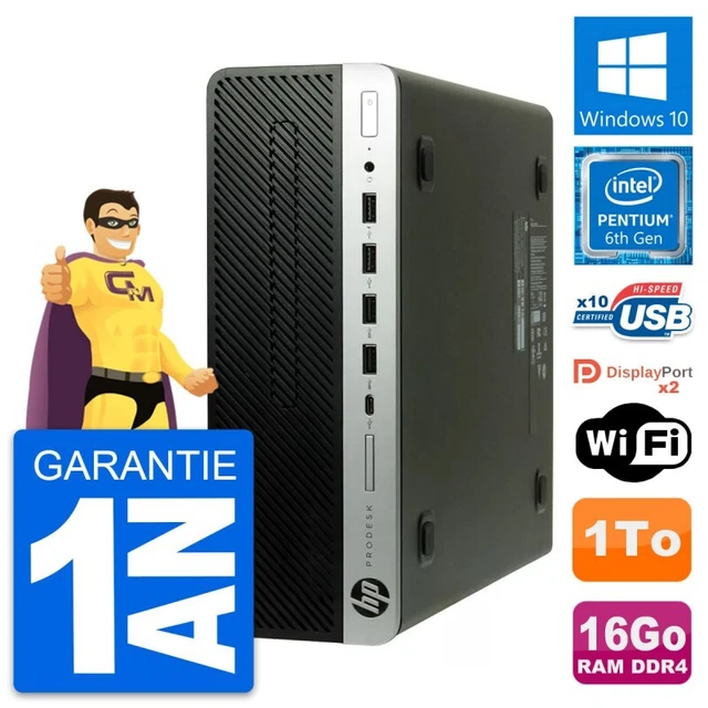 PC HP 600 G3 SFF Ecran 22 Intel G4400 RAM 64Go Disque Dur 1To Windows 10 Wifi
