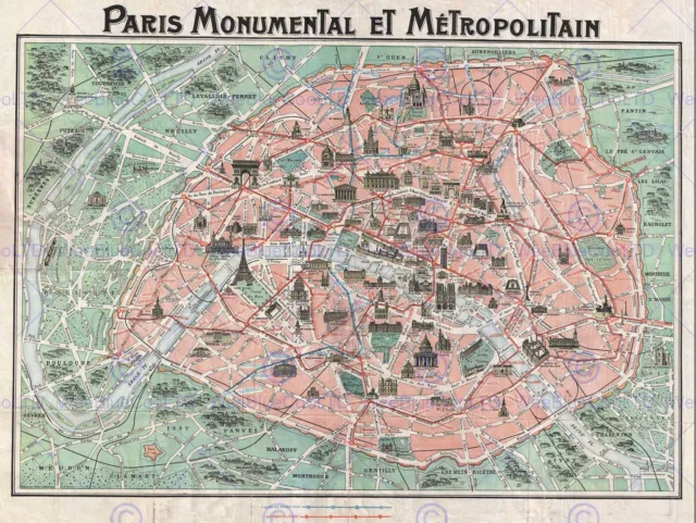 Geography Map Illustrated Antique Robelin Paris Poster Art Print Bb4466B