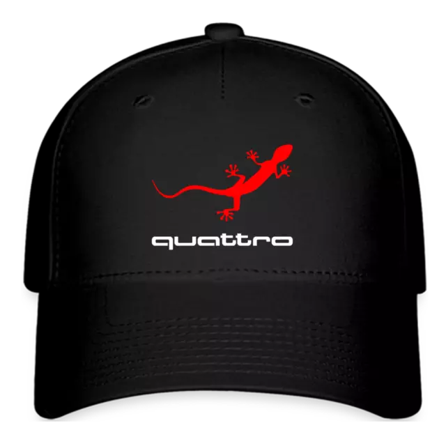 Audi Lizard Quattro Logo Baseball Cap Twill Cap Black Hat Size S/M & L/XL