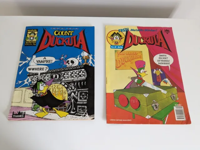 Count Duckula Winter Special 1988 + Duckula No 8.  Marvel Comics. Retro.