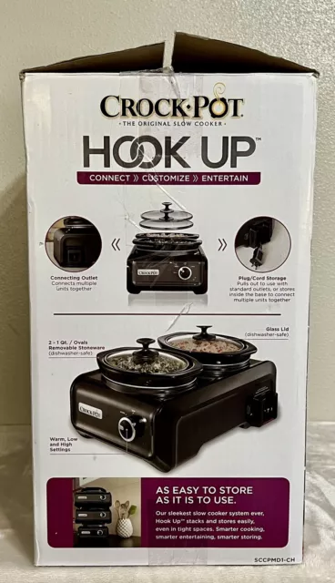 Crock-Pot Hook Up Double 1-qt Connectable Entertaining System NIB SCCPMD1-CH 3