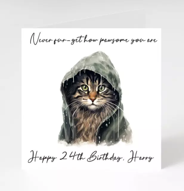 Personalised  Funny Birthday card, Cat Birthday card, Funny Card with cat