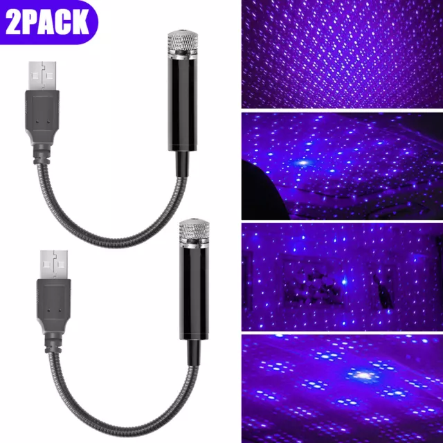 2pcs USB Car Accessories Interior Atmosphere Star Sky Lamp Ambient Night Lights