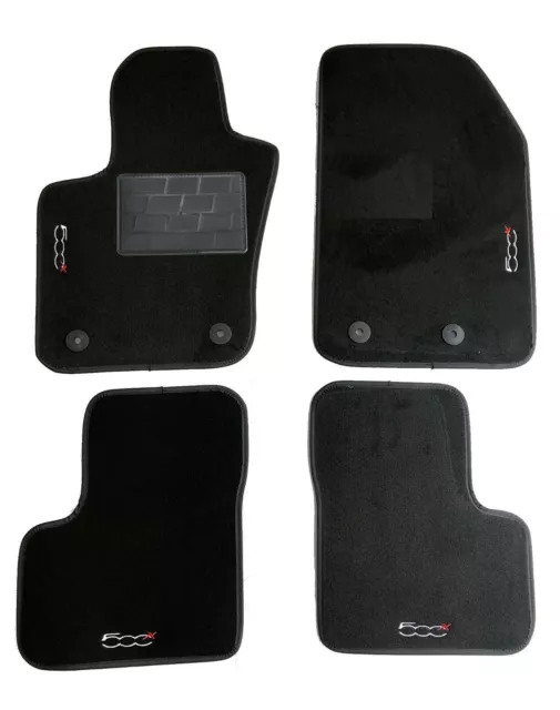 Set Alfombrillas Auto para Fiat 500X Moqueta Con 4 Logotipos Compatible Original