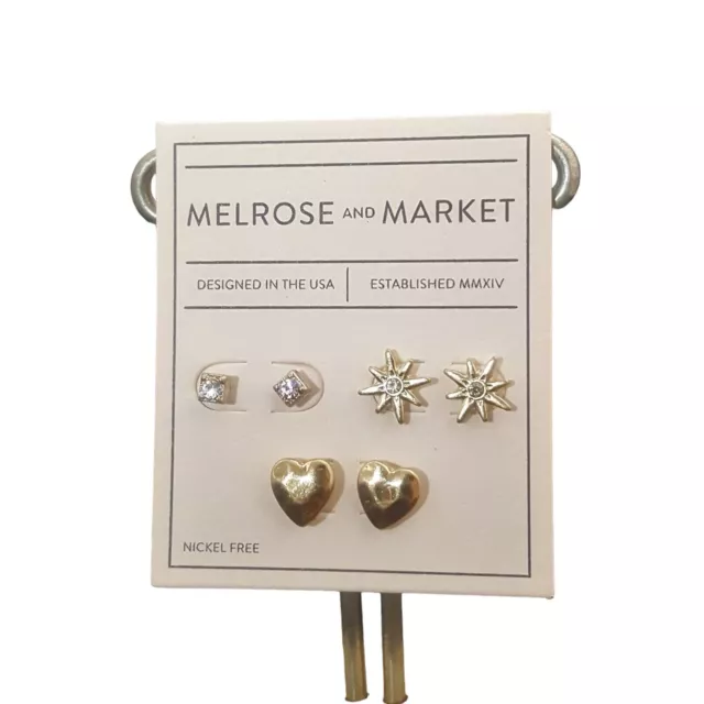 Nordstrom Melrose & Market Stud Earrings Heart Star Earring Set Nwt