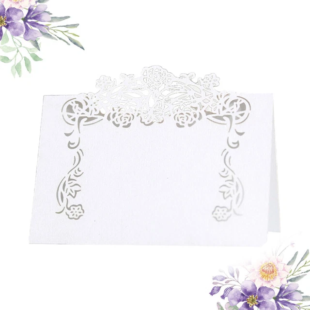 PATIKIL Tavolo Nome Luogo Schede, 25pz Favore Decor Empia Cuore Forma Taglio Design Bianco Carta per Matrimonio Festa Posti Sedere Luogo Schede, Blu