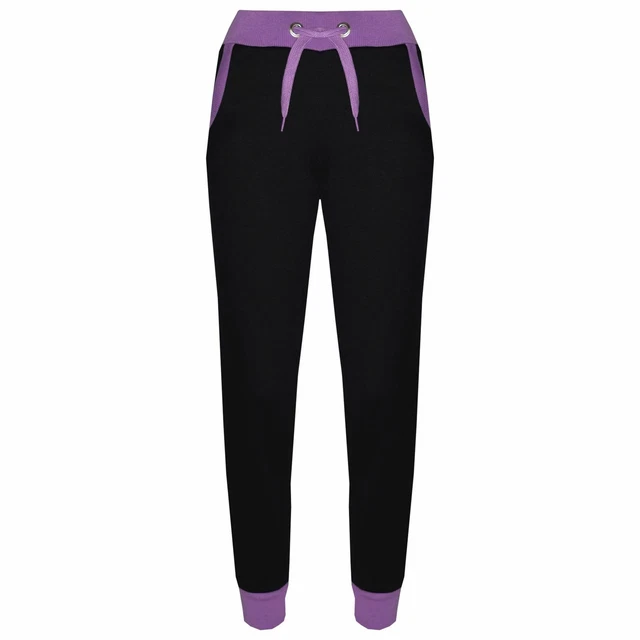 Bambine Lilla Scuola Pantaloni Pile Jogging Bicolore con Risvolto Pantaloni Tuta