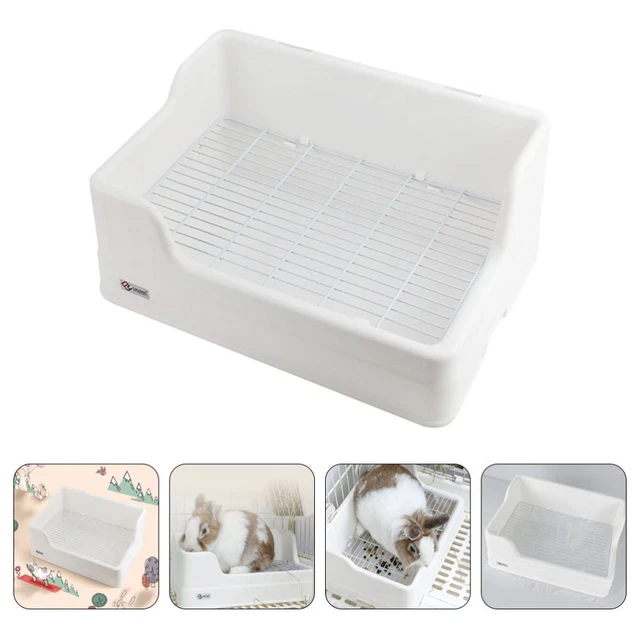 Caja de arena fija para orinal conejos de lado alto inodoro para mascotas pequeño blanco