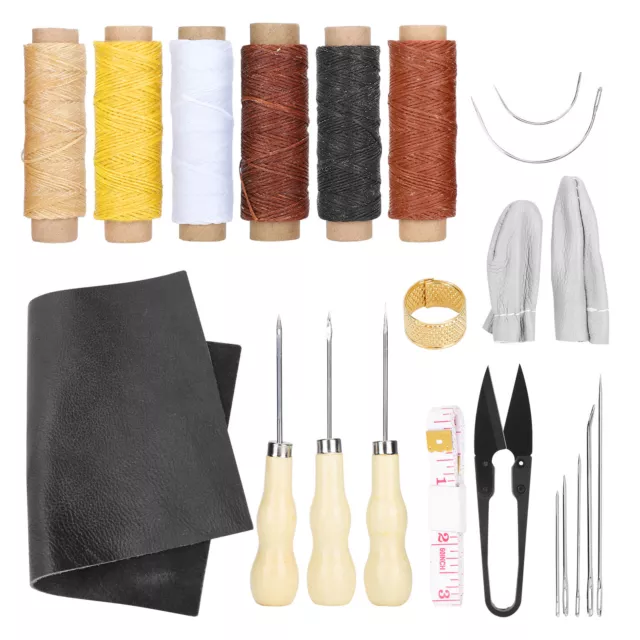 22Pcs Leather Sewing Kit Repair Tools Needles Thread Scissor DIY Craft Set AGS