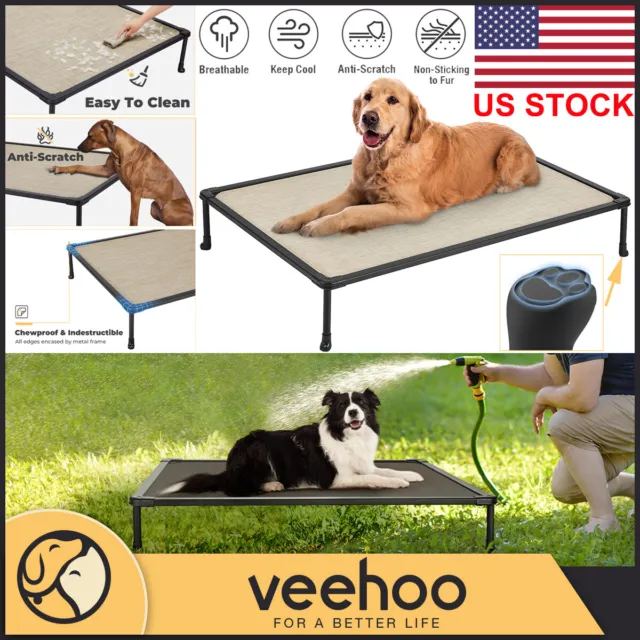 Veehoo Chewproof Cooling Elevated Dog Bed Non-Slip Raised Pet Cot Lounger Sofa