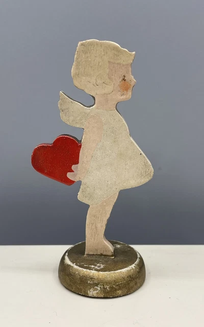 Erzgebirge Engel mit Herz Holz Figur Alt Antik 30er Jahre Erzgebirge Engel mit Herz Holz Figur Alt Antik 30er Jahre