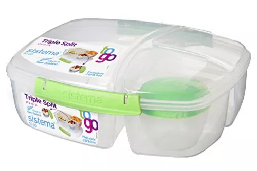 Sistema To Go Triple Split Lunch Box with Yoghurt Pot, 2L - Assorted Colour 3