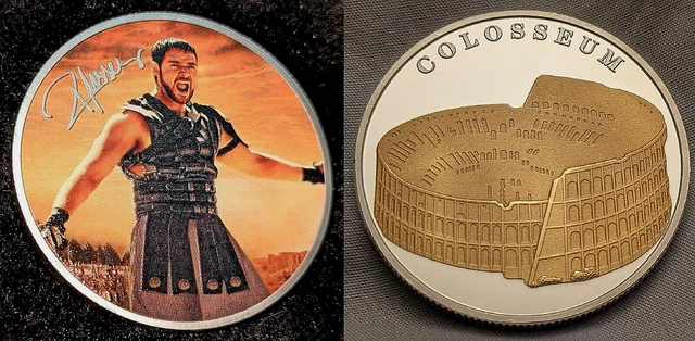 MONEDA DE ORO Gladiador Plata Roma Antiguo Guerrero Russell Crowe