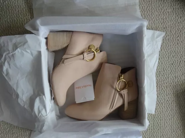 See by Chloe Louise Calf Leather Light Beige Ankle Boots Size 8/38 NIB, Awesome!