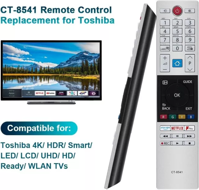 CT-8541 Pour Toshiba TV Télécommande de Rechange Netflix + Prime Boutons Smart