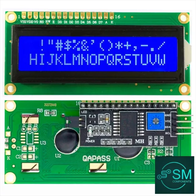 1602 16X2 LCD Display IIC/I2C/TWI/SPI SR Interface Arduino Raspberry PI ESP32