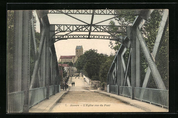 CPA Auvers, L´Eglise vue du Pont