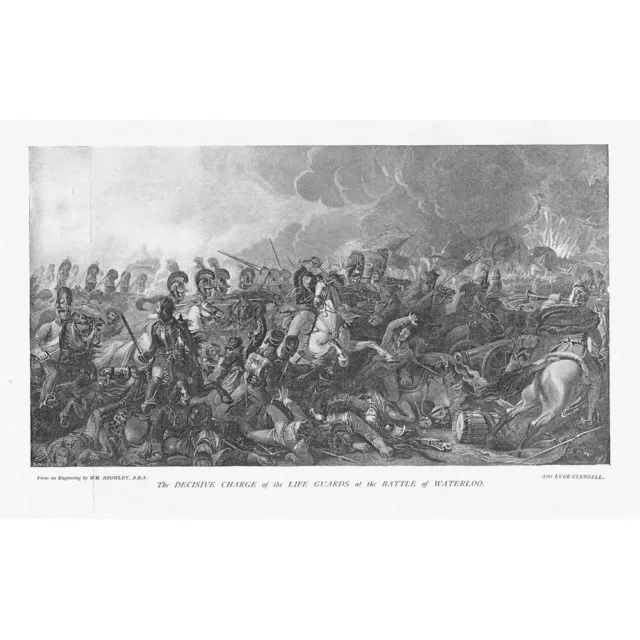 BATTLE OF WATERLOO Decisive Charge of the Life Guards - Antique Print 1896