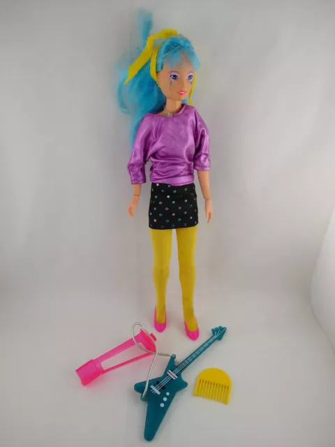 Jem & the Holograms Aja Leith Doll Vintage 1985 Hasbro W/ Guitar, Comb