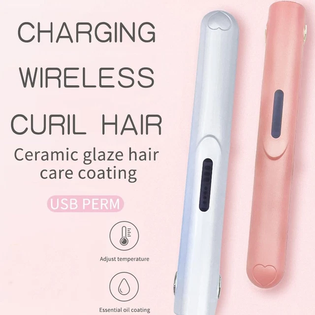 CORDLESS HEATING FLAT Iron Hair Straightener Curler USB Charging