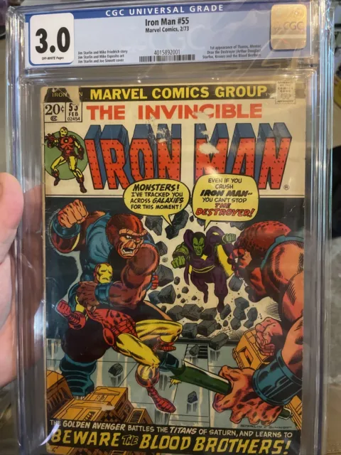 Iron Man #55 Marvel Comics 1973 CGC 3.0 1st Appearance Thanos Kronos Drax Mentor