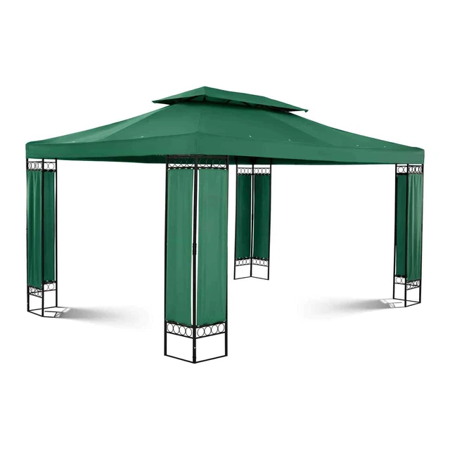 Gartenpavillon Festzelt Pavillon Metall Sonnendach Partyzelt 3x4m dunkelgrün