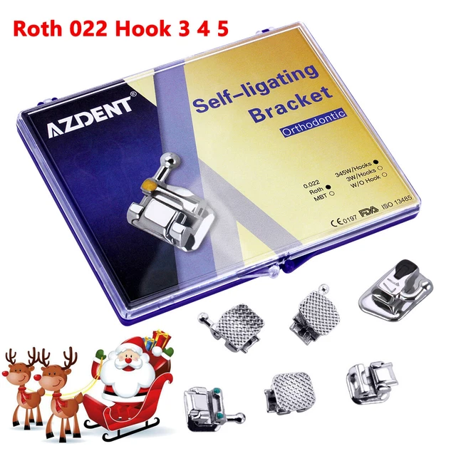 Dental Orthodontic Self Ligating Brackets Hook 3 4 5 Roth 022 Mesh Base+Tool