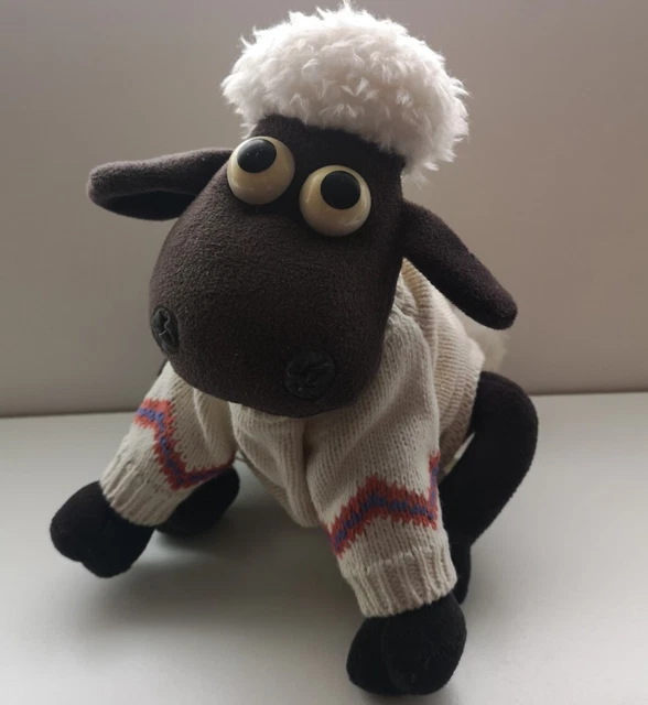 VINTAGE WALLACE AND Gromit large Shaun the sheep plush toy with Jumper