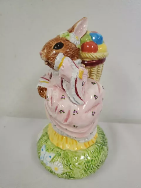 Lefton Easter Parade  Bunny Rabbit Music Box Ceramic Figurine 6 1/2"