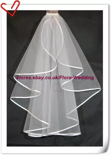 SALE 1-Tier DESIGNER WEDDING/BRIDAL VEIL,SATIN HEM,28"