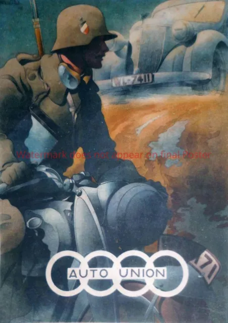 german motorcycle DKW Auto Union WWII Poster Print wehrmacht vintage motorbike