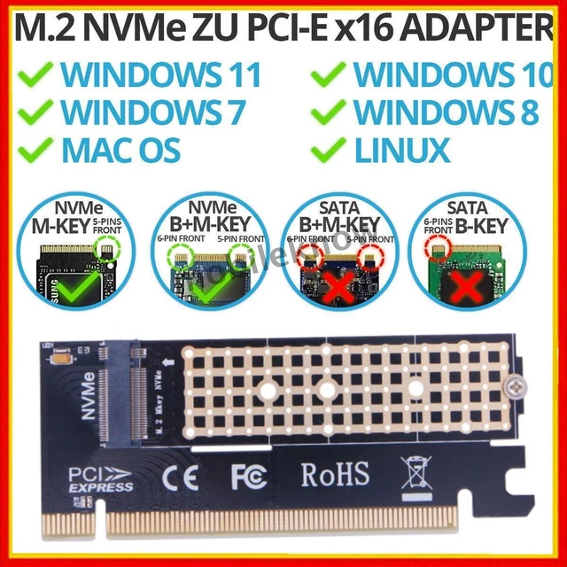 BRAINZAP M.2 NVMe Zu PCIe X1 Adapter - Für SSD Festplatten