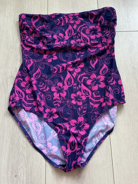 Pink Navy Blue Strapless Swimsuit 14 Resort Summer Holiday Pool Swim Beach Glam