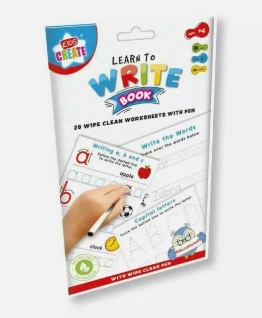 A5 Learn to Writing Words & Letters Book 20 Wipe Clean Worksheet With Pen WOWW/1