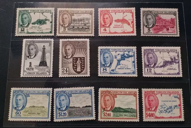 BRITISH VIRGIN ISLANDS 1952 KGVI 1c to $4.8 SG 136 - 147 Sc 102 - 113 set 12 MNH