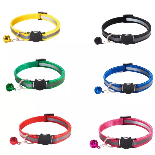 Safety Release Cat Kitten Collar Quick Release Reflective Bell Hi Vis Adjustable