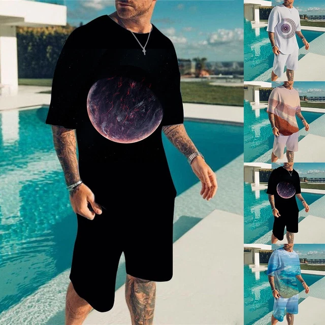 Abito estivo uomo tuta da allenamento quotidiana stampata pantaloncini sport felpa