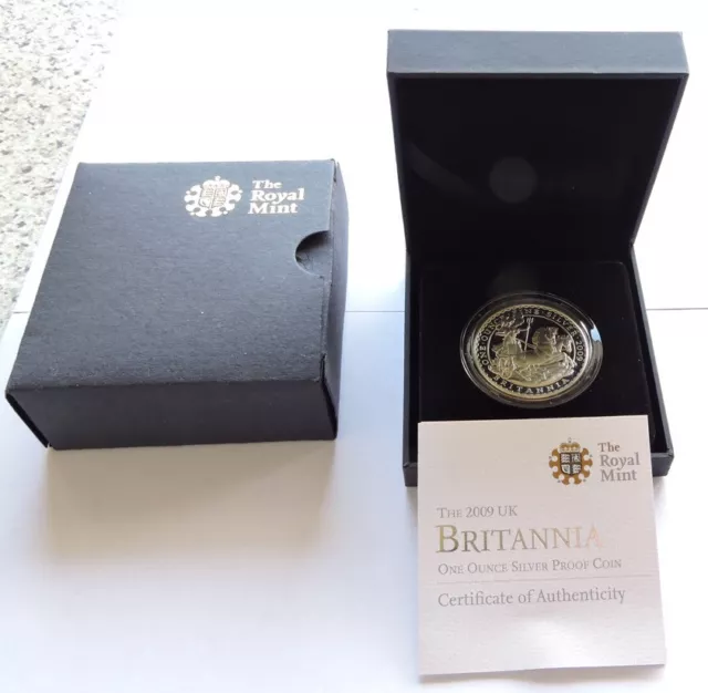 2009 Royal Mint Silver Proof £2 Britannia Cased With COA And Outer