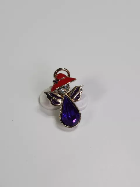 Red Hat Society Angel Lapel Pin Purple Faux Jewel Small Size