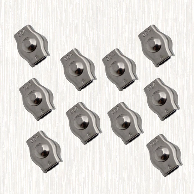 10 pz clip per filo in acciaio inox pratica morsetto per corda in acciaio