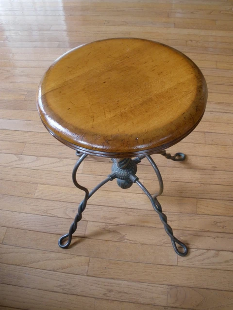 ANTIQUE ORNATE TONK PIANO STOOL - Wrought Iron Feet - Chicago ANTIQUE ORNATE TONK PIANO STOOL - Wrought Iron Feet - Chicago