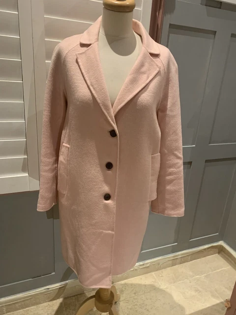 Zara Pale Pink Buttoned Double Breasted Wool Coat Size L Uk14 * Last One!  £49.95 - Picclick Uk