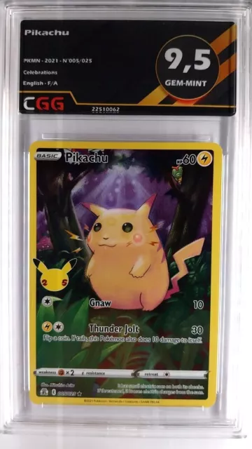 Pikachu CGG 9,5 Gem-Mint ENGLISH Celebrations 005/025 22510062